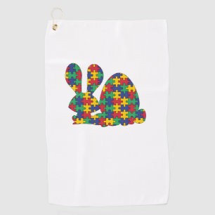 Easter Rabbit Autism Awareness Puzzle Piece Autist Golf Towel