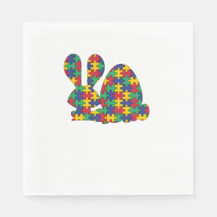 Easter Rabbit Autism Awareness Puzzle Piece Autist Napkins
