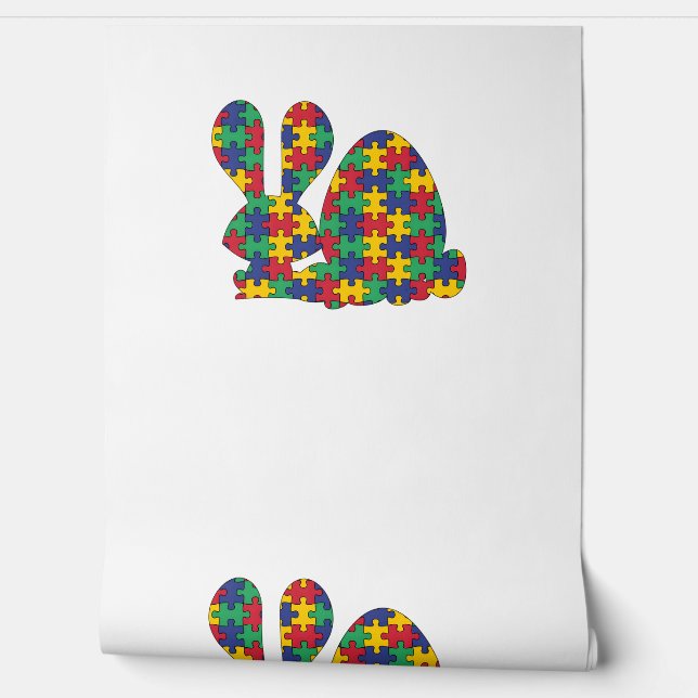Easter Rabbit Autism Awareness Puzzle Piece Autist Wallpaper (Unrolling)