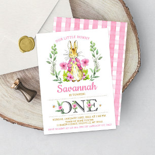 Easter Rabbit Bunny Girl Birthday Invitation