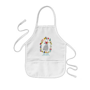 Easter rabbit bunny grey floral drawing kids' apron