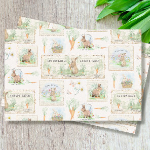Easter Rabbit Carrot Patch Floral Wood Decoupage Tissue Paper