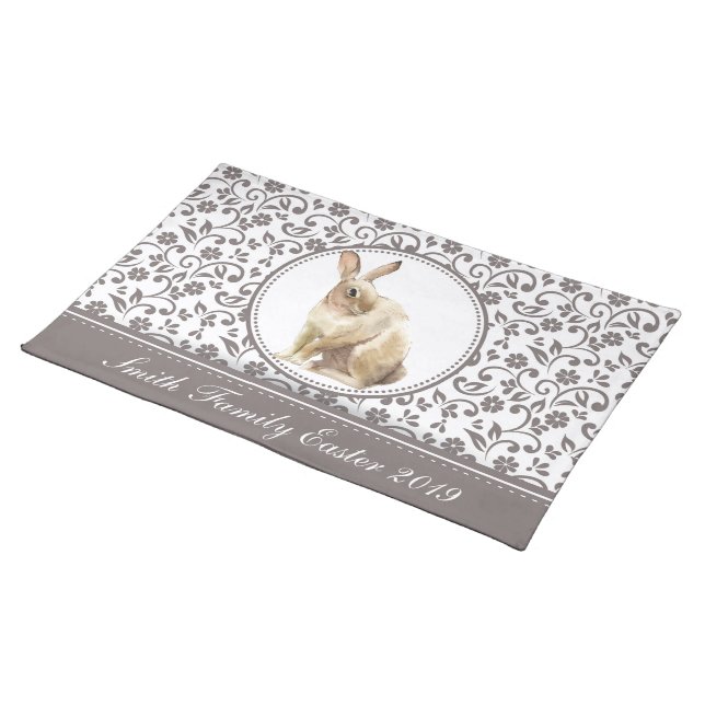 Easter Rabbit design Cloth Placemat (On Table)