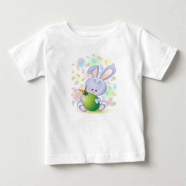 Easter Rabbit Egg and Flowers kids T-Shirt (Front)
