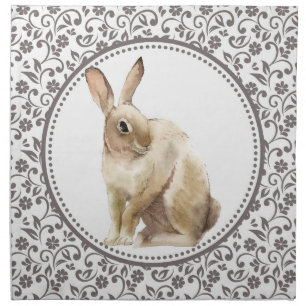Easter Rabbit Floral brown Cloth Napkin