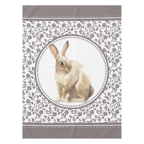 Easter Rabbit Floral brown Tablecloth
