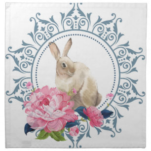 Easter Rabbit Floral Cloth Napkin