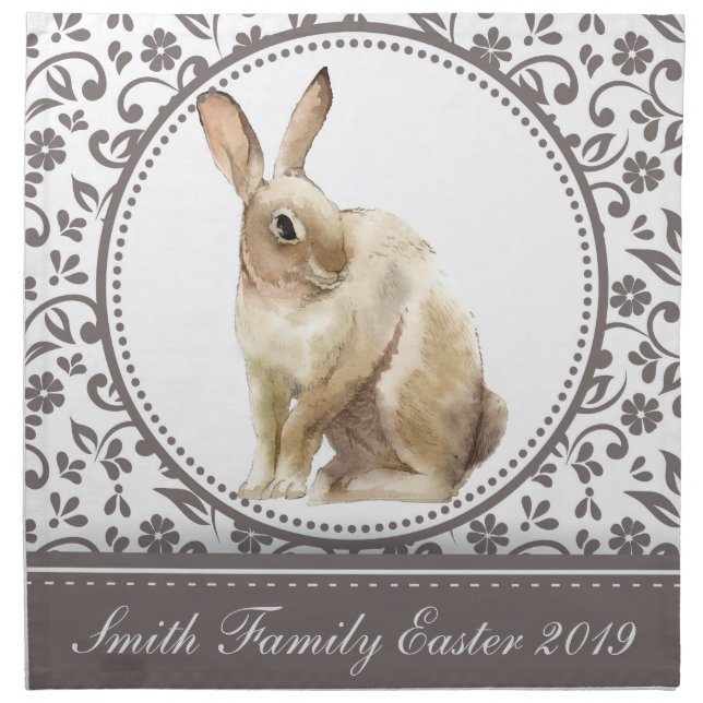 Easter Rabbit Floral Family Cloth Napkin (Front)