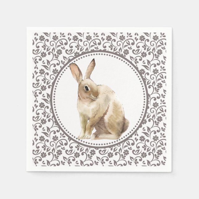 Easter Rabbit Floral Napkins (Front)