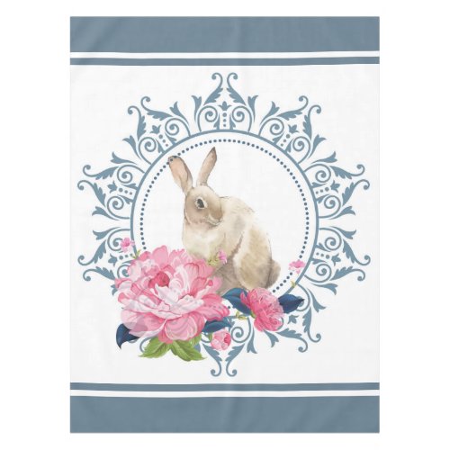 Easter Rabbit Floral Tablecloth