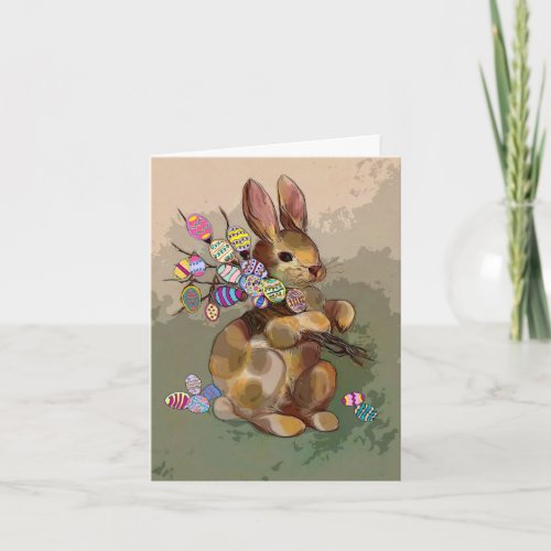 Easter rabbit greeting holiday card