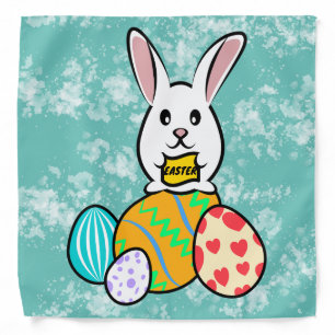 Easter Rabbit Holding a Banner on Easter Eggs Bandana