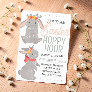 Easter Rabbit Hoppy Hour Brunch and Egg Hunt  Invitation