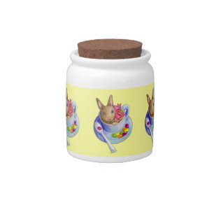Easter Rabbit in Tea Cup Candy Jar