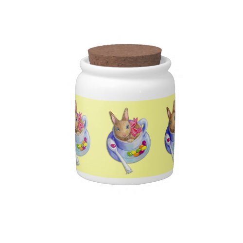 Easter Rabbit in Tea Cup Candy Jar