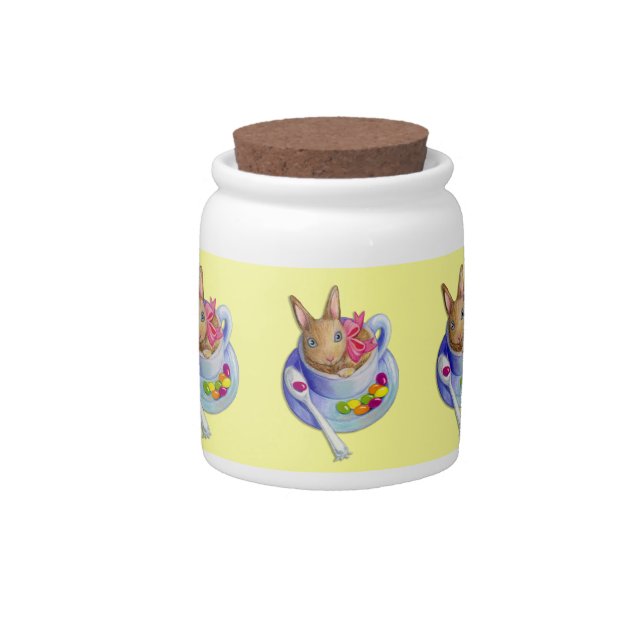 Easter Rabbit in Tea Cup Candy Jar (Front)