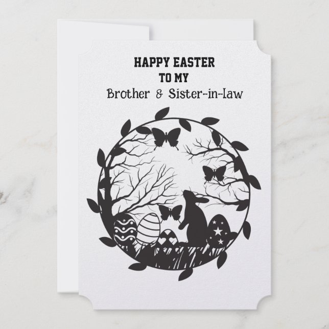 Easter Rabbit In Wreath Brother and Sister-in-law Holiday Card (Front)
