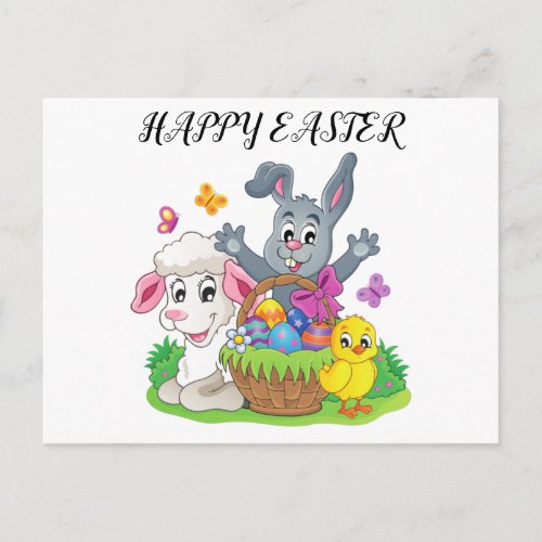 Easter rabbit lamb  chick postcard postcard