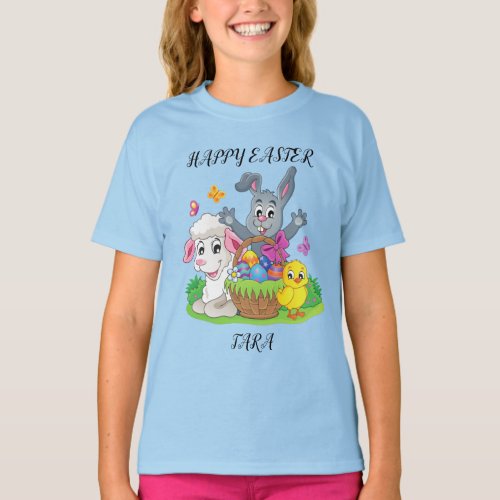 Easter rabbit lamb  chick puzzle girls t_shirt T_Shirt