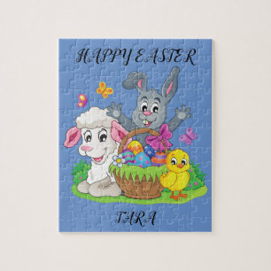 Easter rabbit, lamb & chick puzzle personalized.