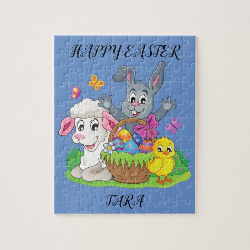 Easter rabbit lamb  chick puzzle personalized