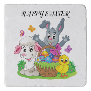 Easter rabbit, lamb & chick trivet. trivet