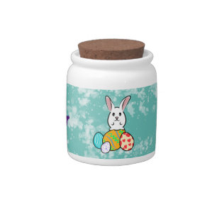 Easter Rabbit on Easter Eggs Candy Jar