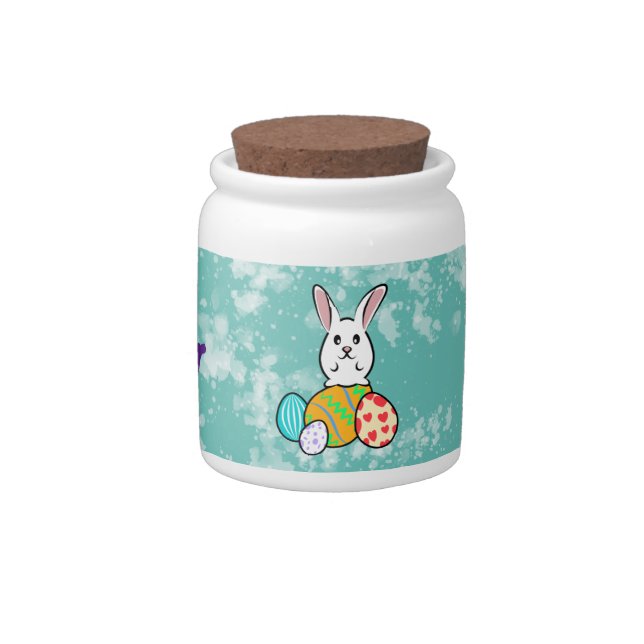Easter Rabbit on Easter Eggs Candy Jar (Right)