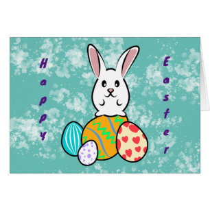 Easter Rabbit on Easter Eggs Cards