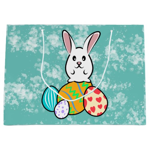 Easter Rabbit on Easter Eggs Large Gift Bag