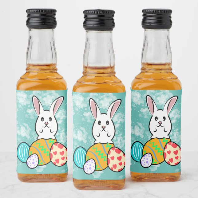 Easter Rabbit on Easter Eggs Liquor Bottle Label (Bottles)