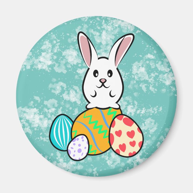 Easter Rabbit on Easter Eggs Magnet (Front)