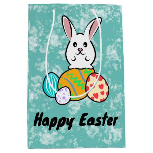 Easter Rabbit on Easter Eggs Medium Gift Bag