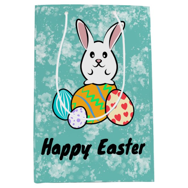 Easter Rabbit on Easter Eggs Medium Gift Bag (Front)