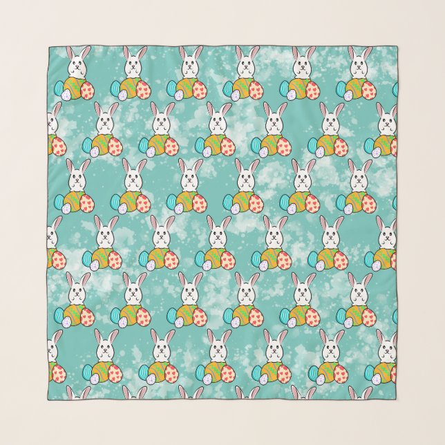 Easter Rabbit on Easter Eggs Scarf (Front)