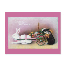 Easter Rabbit Pulling Flower Cart