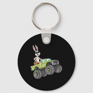 Easter Rabbit Riding Monster Truck Fun Boys Girls  Keychain