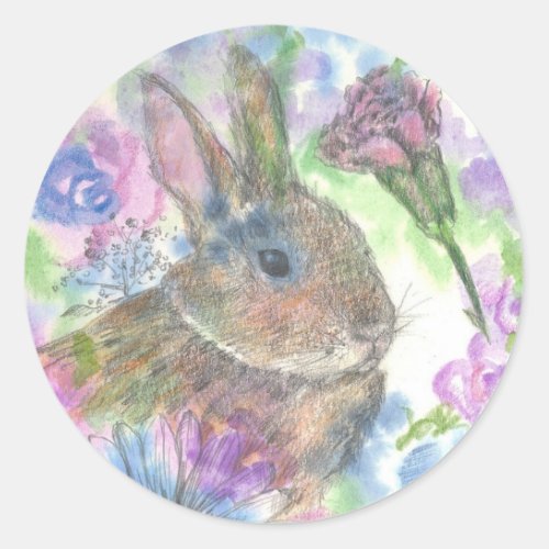 Easter Rabbit Spring Garden Classic Round Sticker