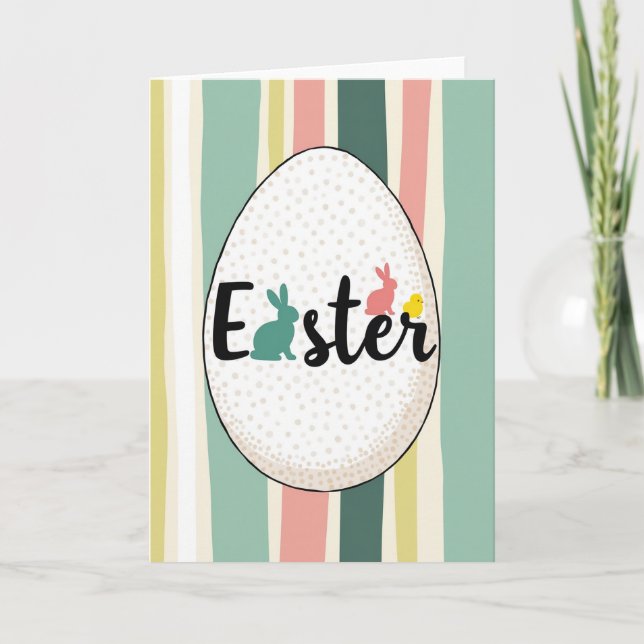 Easter Rabbit Stripe Pattern Card (Front)