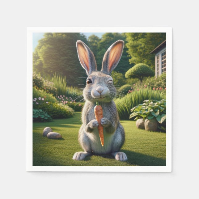 Easter Rabbit With a Carrot Napkins (Front)