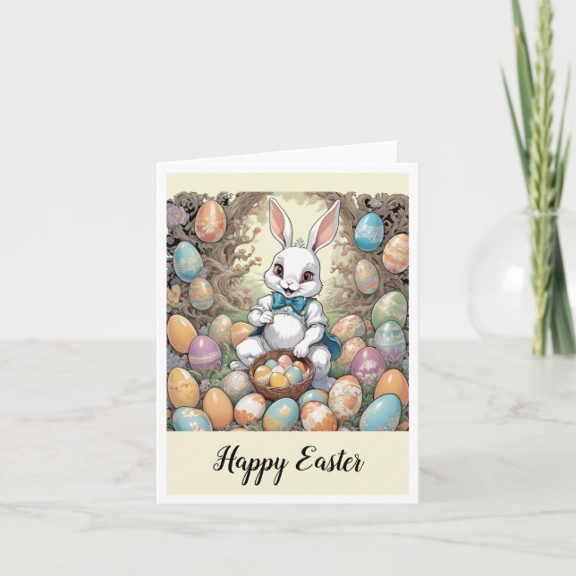 Easter Rabbit with eggs Holiday Card (Front)