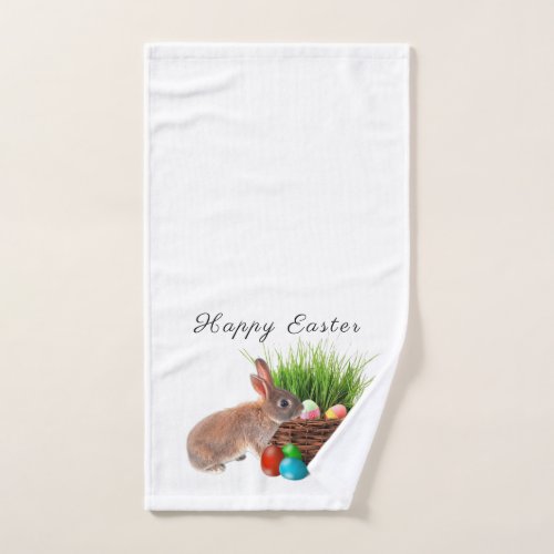 Easter Rabbit with Holiday Eggs Bathroom  Hand Towel