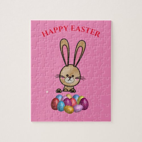 Easter rabbit with sparkling eggs puzzle jigsaw puzzle