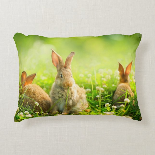 Easter Rabbits Accent Pillow (Front)