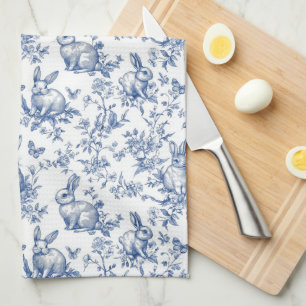 Easter Rabbits Chinoiserie Pattern Kitchen Towel
