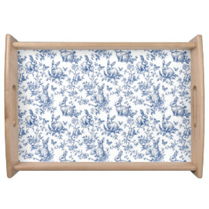 Easter Rabbits Chinoiserie Pattern Serving Tray
