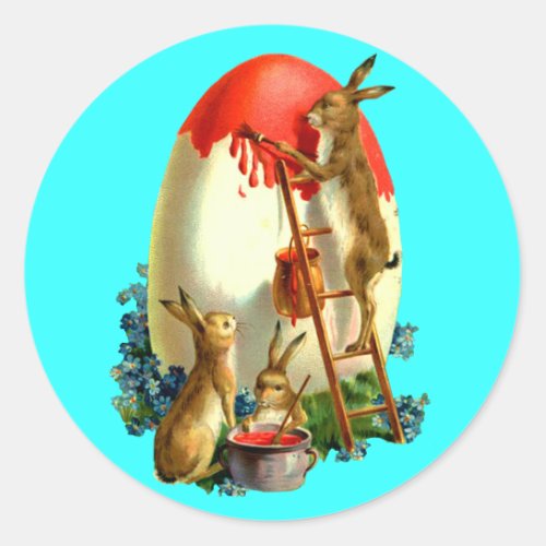 Easter rabbits classic round sticker