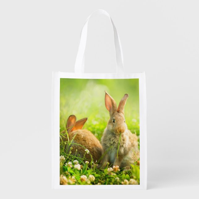 Easter Rabbits Grocery Bag (Front)