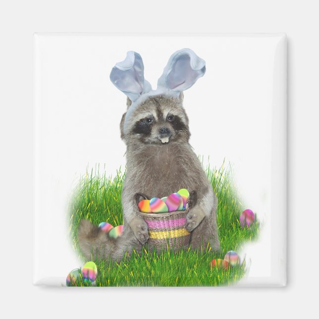 Easter Raccoon Bandit Magnet (Front)