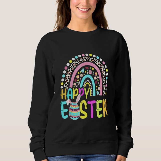 Easter Rainbow Bunny Easter Rabbit Egg Hunting Bas Sweatshirt (Front)